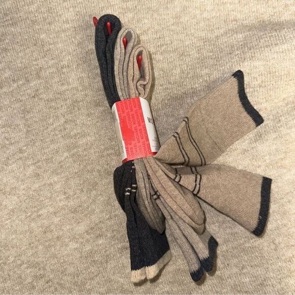 MK Men’s 3 pack Taupe Heather Gray Tan Ivory Cotton Blend Dress Crew Socks - Picture 9 of 10
